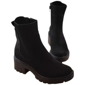 No Boundaries Black Ankle Booties Zipper Platform Expendable Ankle Area Comfy